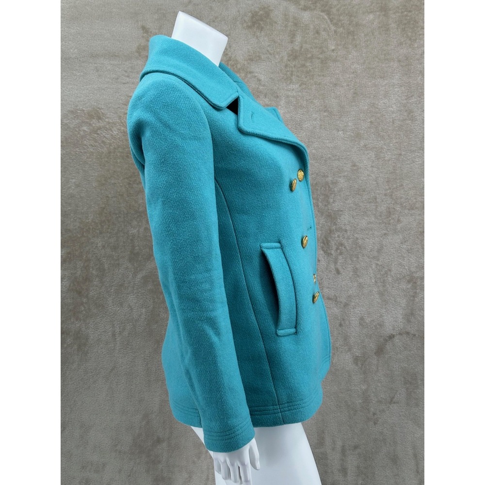 J Crew Coat Womens 2 Blue Stadium Cloth Nello Gori Peacoat Academia Italian Wool - Picture 5 of 16
